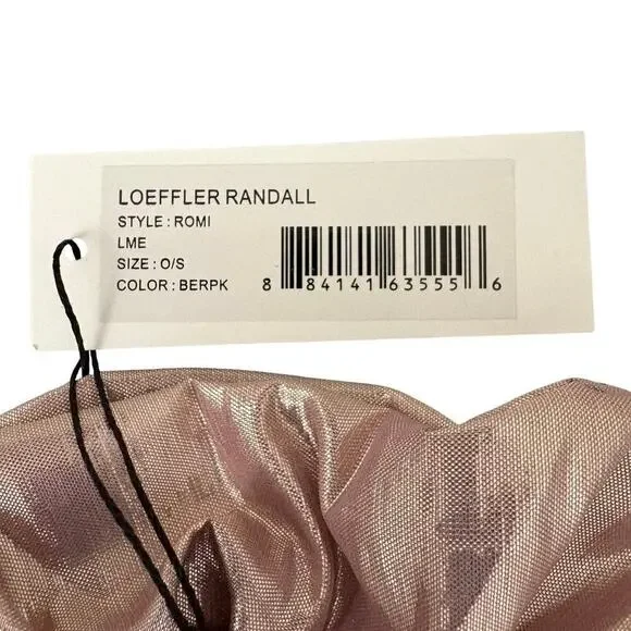 Loeffler Randall Rose Gold Hair Scrunchie Shiny Metallic Pink NWT - Picture 3 of 4